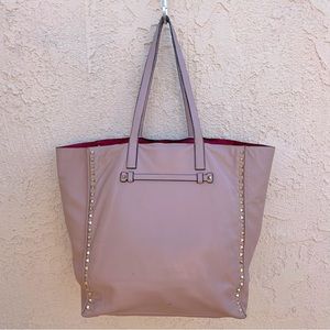 Valentino Rockstud peach beige soft smooth leather open shopper tote bag
